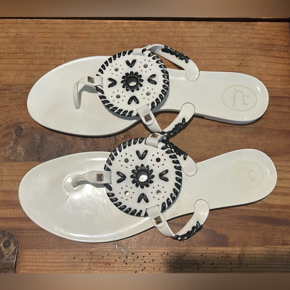 Black and white sandals